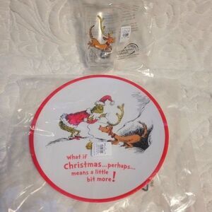 Dr Seuss The Grinch and Max Plate and Max Tumbler 2 Piece Set New OOS Rare